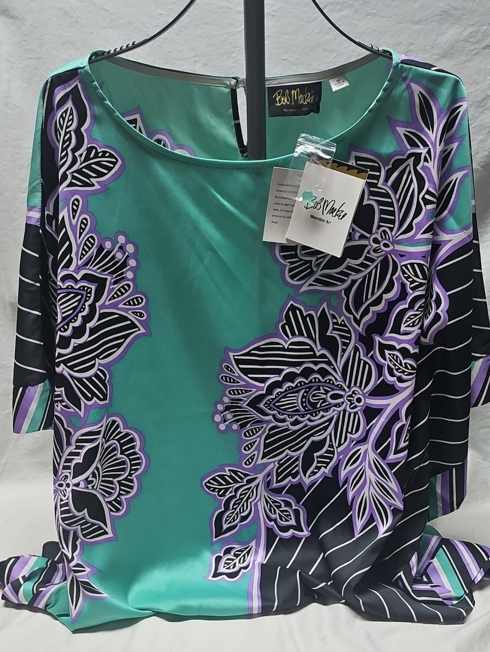 NWT Bob Mackie Wearable Art Abstract Geometric Flower Pattern  3/4 Sleeve XL